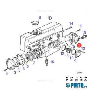 Couvercle d’échangeur Volvo Penta 888628 pour D2