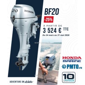 Honda BF20 Arbre Court / Long – Moteur Hors-Bord 20 chevaux (option chargeur, démarreur électrique, commande à distance)