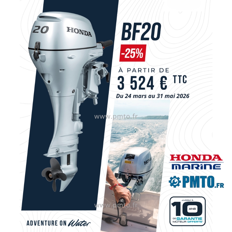 Promotion 2026 sur le moteur Honda BF20 : -25% de remise.