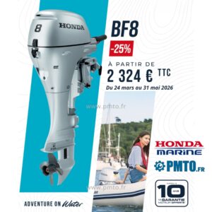 Honda BF8 Arbre Court / Long – Moteur Hors-Bord 8 chevaux (option chargeur, commande à distance)