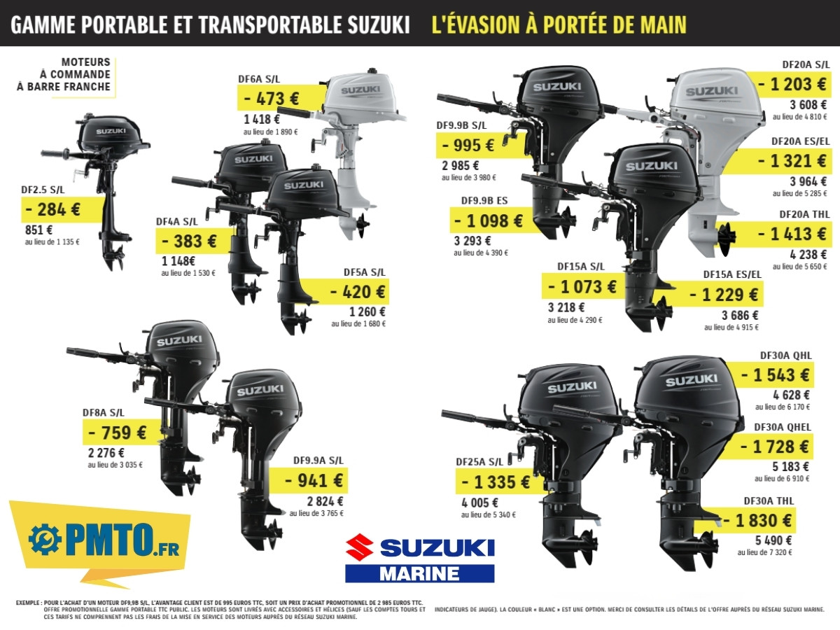 Liste des prix de la promotion Suzuki Marine 2026
